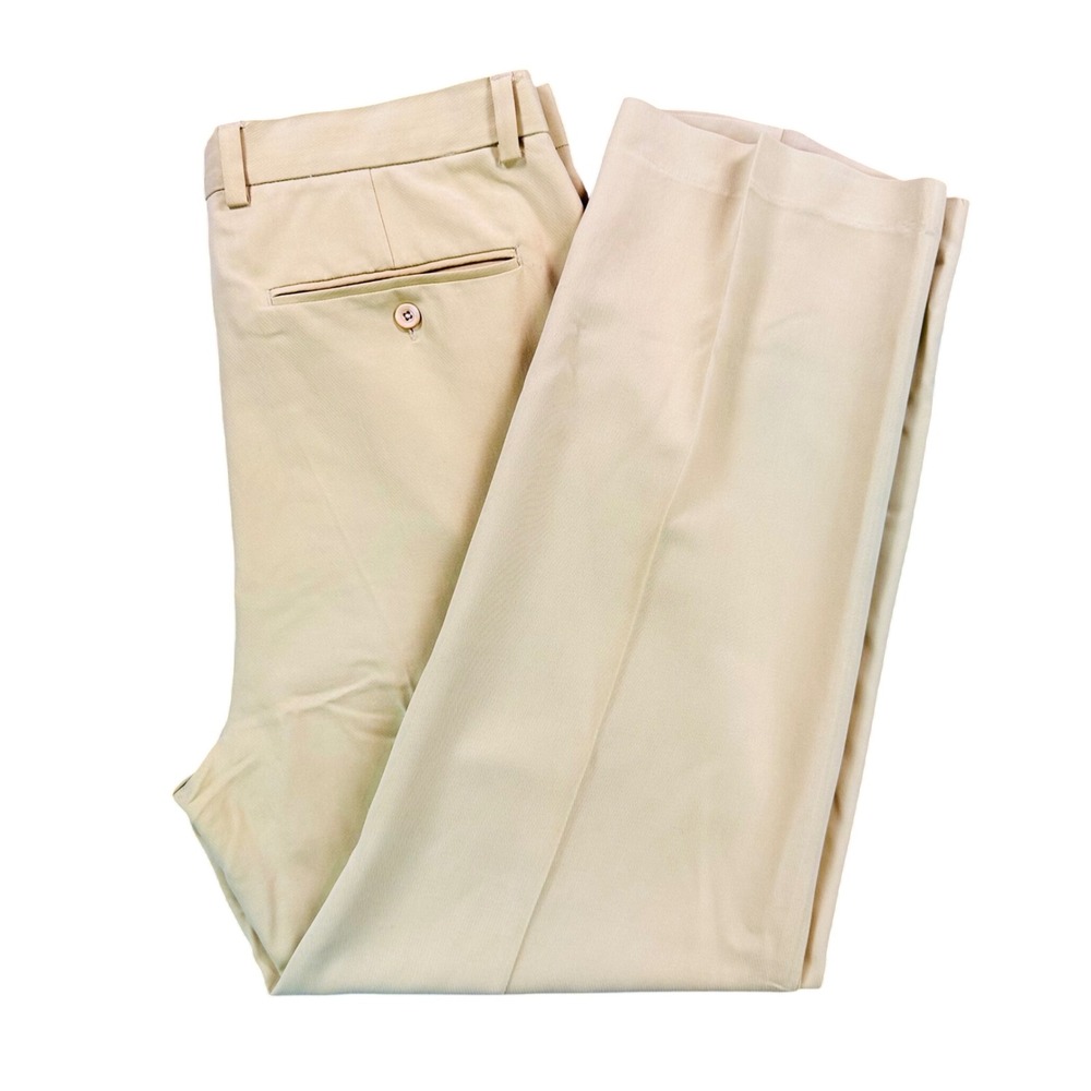Tommy Bahama 100% Silk Pleated Dress Pants Mens 36x30 Tan Khaki Relaxed Trousers